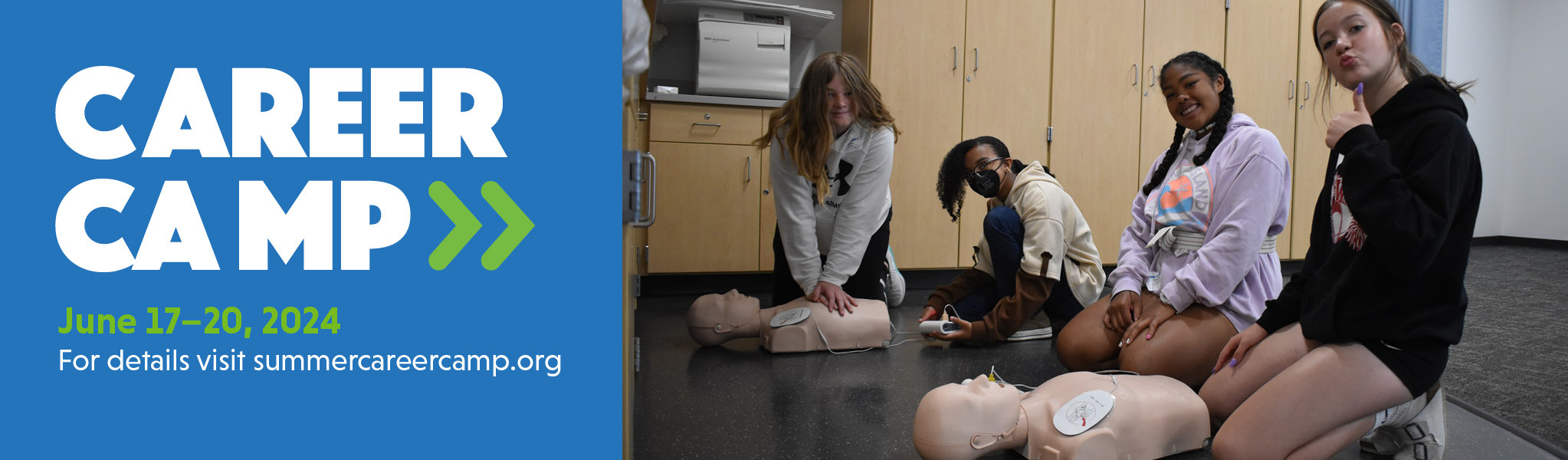 Career Camp students enrolled in Allied Health learning how to perform CPR
