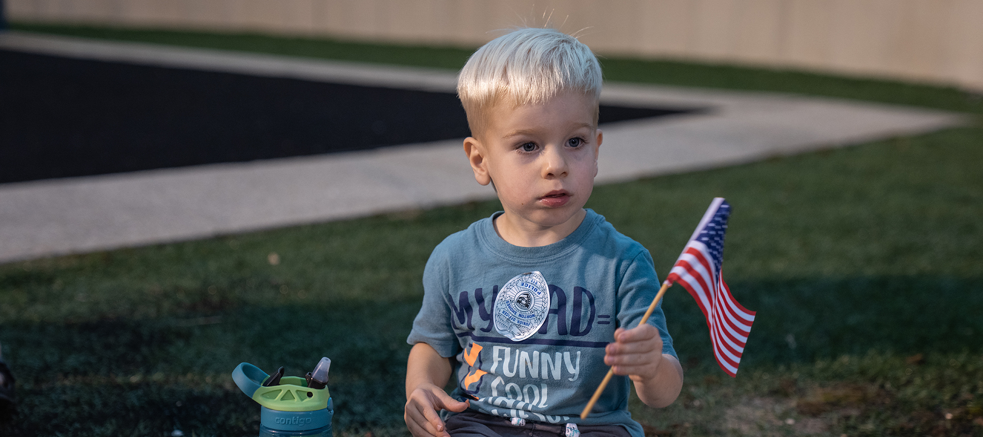 Boy with flag in hand