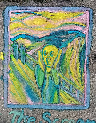 Sidewalk chalk painted version of 