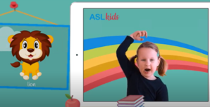 Young child practicing American Sign Language