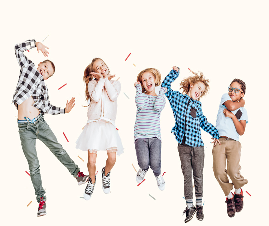 Group of kids jumping