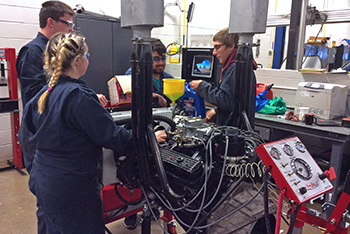Auto Service students test their engine