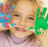 Little girl with paint on fingers