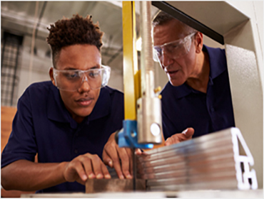 Employer instructing intern