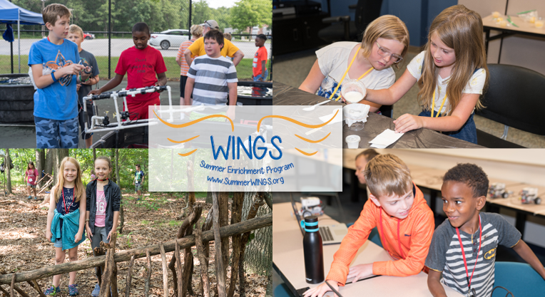 Photo collage of students in classes. WINGS logo superimposed.